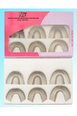 PARTIAL DENTURE IMPRESSION TRAYS WITH RETENTION RIM SET OF 6 PCS 