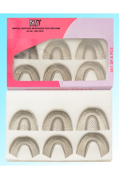 PARTIAL DENTURE IMPRESSION TRAYS WITH RETENTION RIM SET OF 6 PCS 